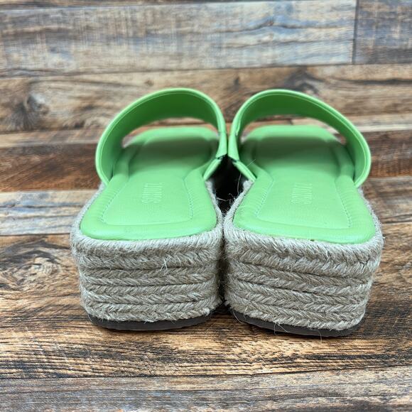 Schutz Corah Green Leather Espadrille Slide Sandals Women's 6.5 Block Heel - Picture 2 of 10